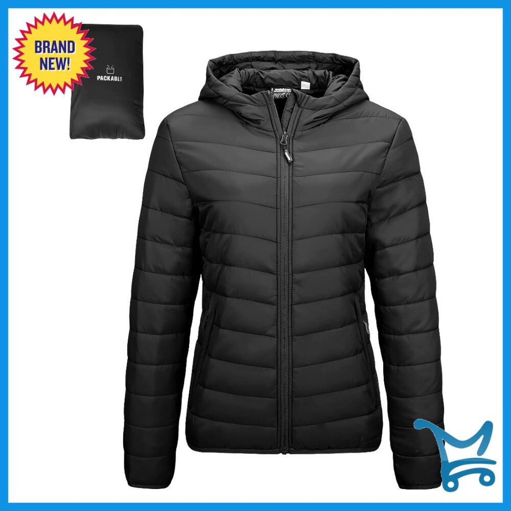 Packable Lightweight Quilted Puffer Jacket With Hood Full-Zip Winter Coat